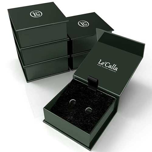 LeCalla 925 Sterling Silver Cufflinks for Men | Grooms Wedding Cuff-Links | Formal Shirt Cufflinks Accessories | Gifts for Dad, Groom, Husband, Father¡¯s Day & Business Events