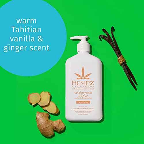 HEMPZ Body Lotion - Vanilla & Ginger Daily Moisturizing Cream, Shea Butter Hand and Body Moisturizer - Hemp Lotion - Skin Care Products, Hemp Seed Oil - 17 oz.