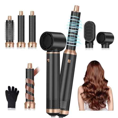 5 in 1 Blow Dryer Brush, Upgrade Hair Dryer Brush Air Curler Air Curling Wrap Styler, Detachable Hot Air Brush Negative Ion Curling Brush Iron, Hair Styling Tools for Drying Curling Straightening