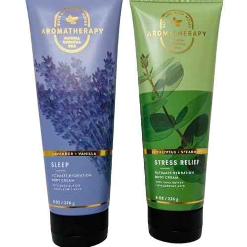 Bath & Body Works Aromatherapy Eucalyptus Spearmint and Lavender Vanilla Ultimate Hydration Body Cream 8 Ounces Pack of 2