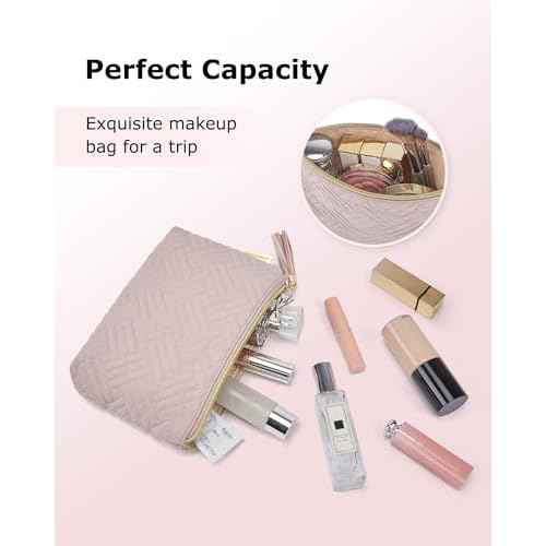BAGSMART Small Cosmetic Bag, Elegant Roomy Makeup Bags,lipstick pouch,Zipper Pouch,Great Gifts for Women,Travel Waterproof Toiletry Bag Accessories Organizer Gifts (Pink-1 pcs)