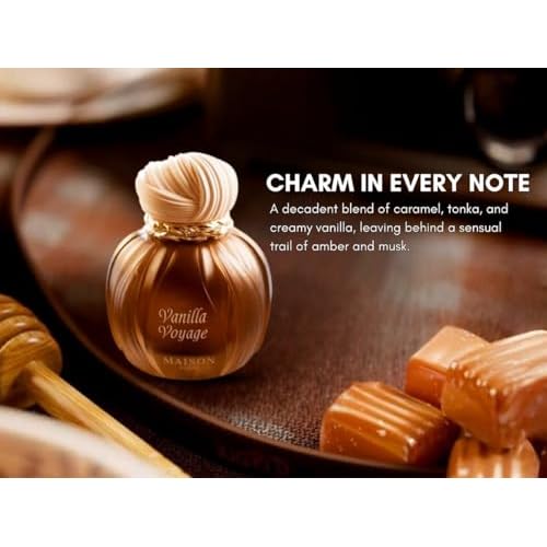 AROMA CONCEPTS | Vanilla Voyage Long Lasting Eau De Parfum EDP 3.4 Fl Oz | Unisex Perfume | Caramel, Jasmine, Tonka & Honey Notes | Luxurious Vanilla Perfume with Musk & Amber