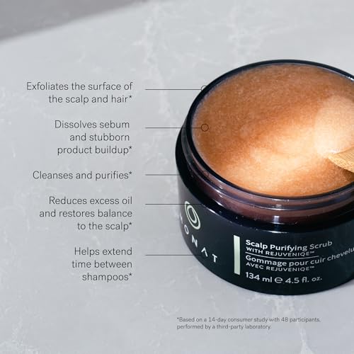 MONAT Scalp Purifying Scrub - w/Rejuveniqe¢ç Deeply Cleanses, Purifies & Soothes Leaving Hair Cleansed & Fresh. Dissolves Dead Skin Cells & Restores Balance to the scalp. - Net Wt. 134 ml/4.5 fl. oz.