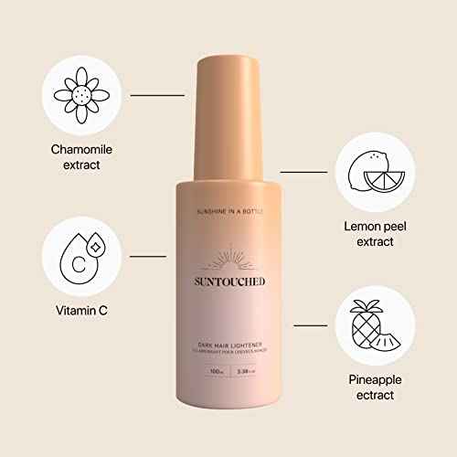 Suntouched Sun Hair Lightener for Dark Hair - Citrus & Chamomile Lightening Spray for Brunette Highlights - Vegan, Cruelty Free, Paraben Free, Ammonia Free, Bleach Free, 3.38 FL Oz Spray