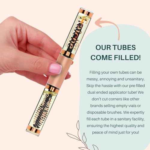 Live Fraiche Organic Castor Oil Lash Serum for Hair Growth, 100% Pure Eyebrow Eyelash Growth Serum, Cold Pressed Hexane Free (2oz Glass Bottle + FILLED Mascara Tube)