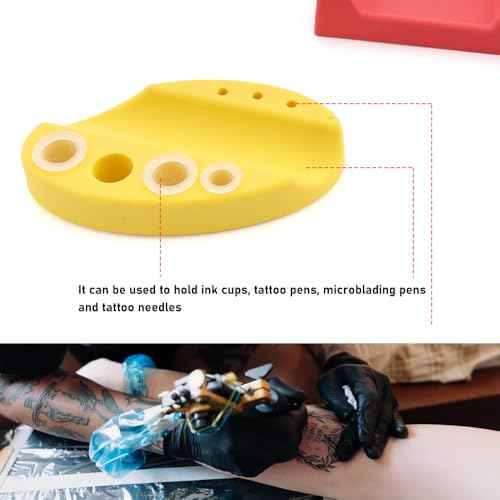 2 Pack Tattoo Machine Holder with 300 Pcs Silicone Tattoo Ink Caps, Tattoo Cup Holder for Tattoo Sets Home and Salon Fingernail Painting and Nail Art