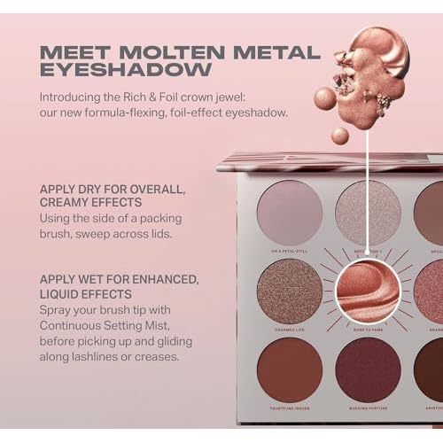 Morphe Rich & Foiled Artistry Palette - 9-Pan Metallic Eye Makeup Palette with Luxe Mattes, Shimmers, and Foil-Finishes - Mauve & Pink Colors with Luminous Shine - Rose to Fame (0.35 oz)