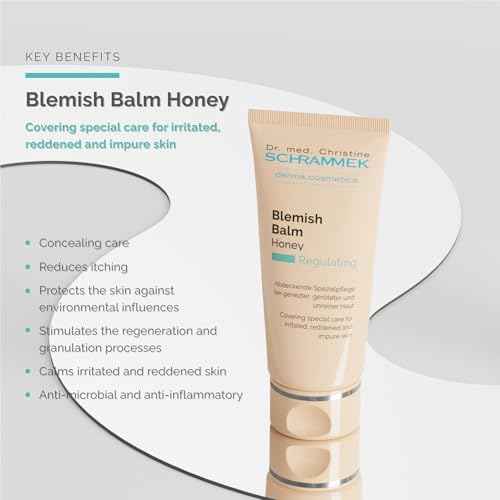 Schrammek Blemish Balm Honey (1.4 fl oz) - Covering Care for Irritated, Reddened & Impure Skin - BB Cream - Tinted Face Moisturizer - Skin Care - Dr