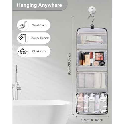 Relavel Travel Hanging Toiletry Bag for Men Women Travel Kit Shaving Bag Waterproof Large Makeup Bag Wash Bag Makeup Organizer Cosmetic Case for Bathroom Shower Black