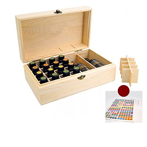 Pure Vie Essential Oil Wooden Storage Box Travel Display Presentation, Holds 36 Bottles for 5, 10, 15ml - Aromatherapy Organizer Nail Polish Fragrance Container - Keep Your Oils Safe & Space Saver