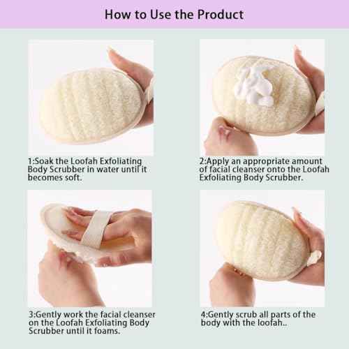 Natural Loofah Exfoliating Body Scrubber,Bath Shower Loofah Sponge for Women and Men,Made with Biodegradable Shower luffa Sponge,for Face and Body That Gets You Clean(3 PC)