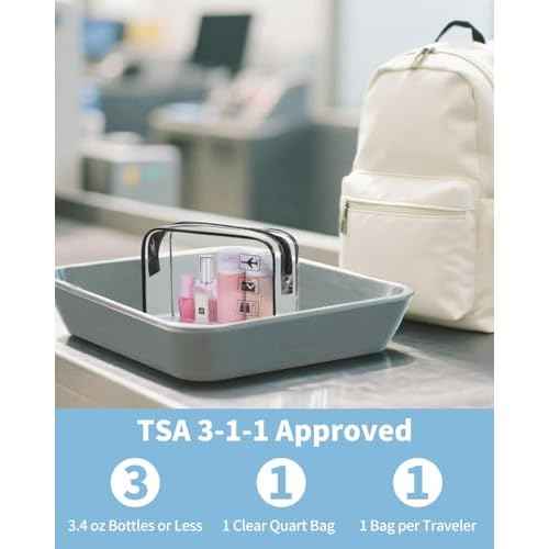 WANDF TSA Approved Toiletry Bag, 2 Packs Travel Clear Toiletry Bag, Quart Size Makeup Cosmetic Pouch with Zipper, Carry-On Airport Compliant Bag for Women and Men (2 pcs, Black)