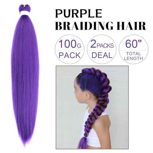 Purple Braiding Hair Extensions 30Inch Pre Stretched Synthetic Braiding Hair for Braids as Rumi Hair Style (purple, 30 Inch (Pack of 2))