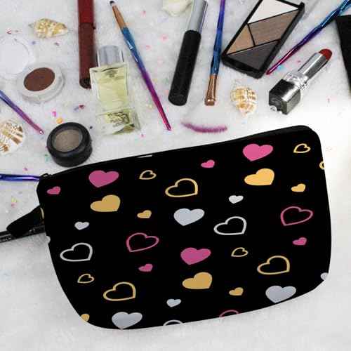 Colorful Heart Makeup Bag Cute Small Makeup Organizer Bag Travel Toiletry Zipper Pouch Birthday Christmas Valentine Gift Colorful Heart Cosmetic Bag for Women
