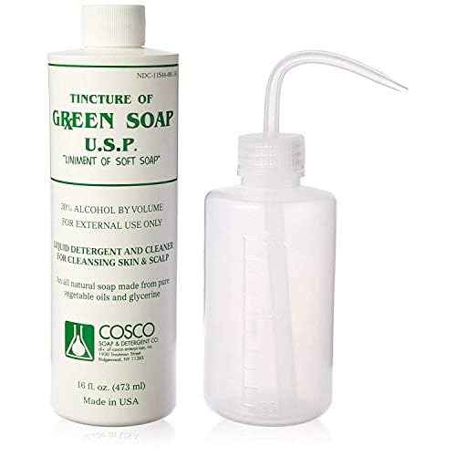 Cosco Tattoo Green Soap 16oz with Squeeze Bottle - Professional Tattoo & Piercing Cleaning Soap, Skin Prep Solution