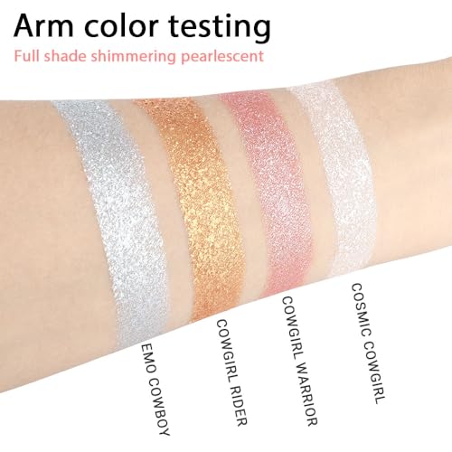 AMY'S DIARY 4 Colors Shany Highlight Eyeshadow Palette Cosmetics, Shimmer Eye shadow Palette, Cruelty-Free and Vegan Formula, Glitter Shimmer Eyeshadow for Professional Makeup Kit(12#)
