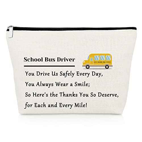 Bus Driver Appreciation Gifts Makeup Bag Thank You Gift for Her Bus Driver Cosmetic Bag Graduation Birthday Present for Driving Teacher Cosmetic Pouch Christmas Retirement Present for Coworker