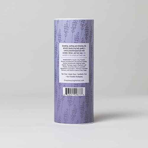 Ora's Amazing Herbal Talc Free Body Powder for Women, Cornstarch Free Talcum Dusting, Grounding Relaxation Scent, Essential Oils Lavender, Vetiver, Clary Sage, Blissful Earth 2.5 oz