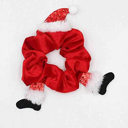 5 PCS Christmas Hair Scrunchies Christmas Hair Ties Elk Santa Claus Elastic Scrunchy Hair Bands Christmas Ponytail Holders Velvet Scrunchies Christmas Hair Accessories for Women Girls