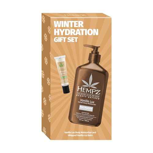 Hempz Winter Hydration Vanilla Gift Set, Body Loton and Lip Balm Duo, Limited Edition, 17 oz and .44 oz