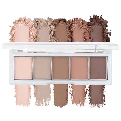 Warm Neutral Rose Brown Eyeshadow Palette ? 5 Matte Shades, Soft Pink to Chocolate, Velvety Finish, Natural Everyday to Romantic Eye Looks, Blendable & Travel-Friendly Makeup for Brown Eyes 02#