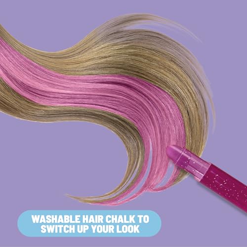 Claire's Hair Chalk & Glitter Styling Kit ? 13-Piece Temporary Hair Color Set with Washable Chalk Pens, Glitter Gels, Clip-in Extensions & Tools| Girls Beauty Activity Toy| Fashion Craft Kits Ages 6+