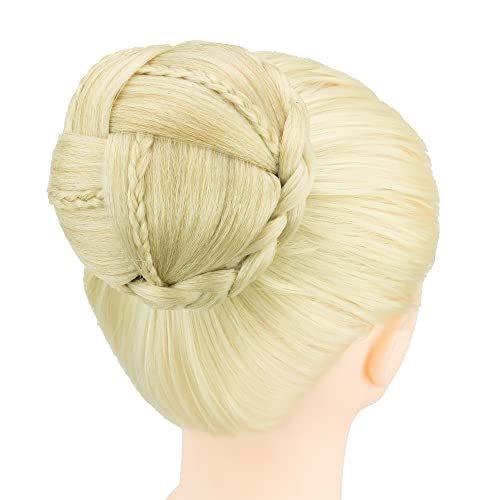 IMISSU Braided Chignon Dancer Hair Cover Donut Hairpieces Scrunchies Women Hair Buns Wig Updo for Wedding Party (M3 Dirty Blonde)