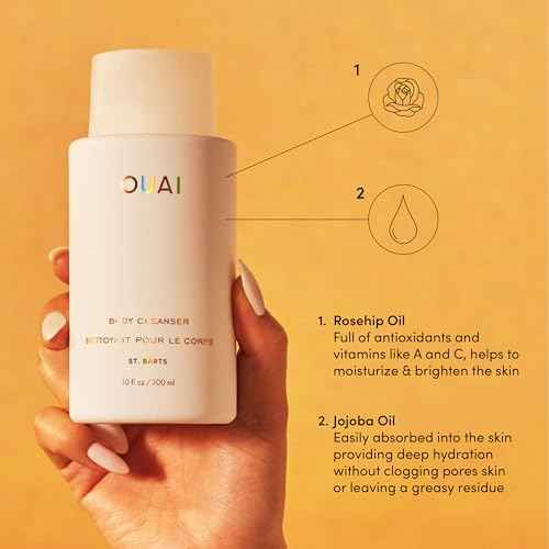 OUAI Body Cleanser, St. Barts - Foaming Body Wash with Jojoba Oil and Rosehip Oil to Hydrate, Nurture, Balance and Soften Skin - Paraben, Phthalate and Sulfate Free Skin Care Products (10 Fl Oz)