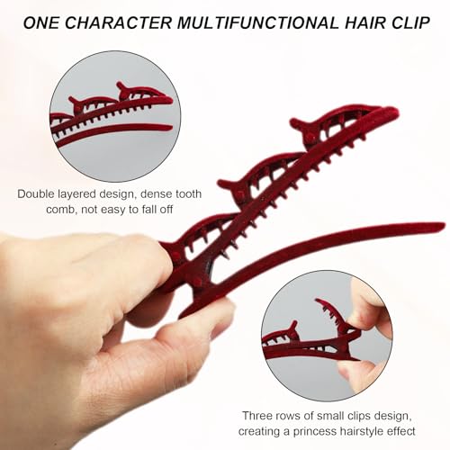 6 Pcs Braid Hair Clips for Women Girls (Red+Black+Brown)