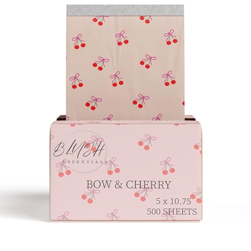 Bow&Cherry Design Hair Foils - Salon Foils for Coloring - Aluminum Foil Sheets for Hair - 5"x10.75" - 500 Sheets - Professional Hair Foils for Highlighting and Salon Use