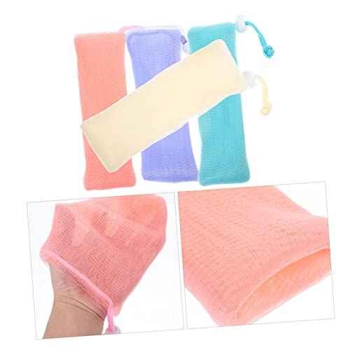 ERINGOGO 4Pcs Soap Mesh Pouch Bags for Cleansing Foaming for Handmade Soap Body Wash and Facial Cleansers Soft and Efficient Exfoliation for Bathroom Storage