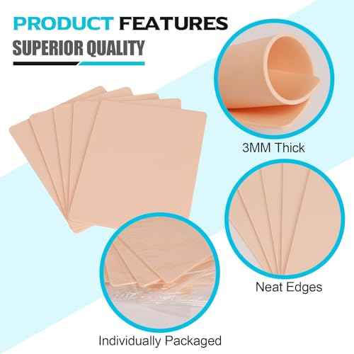 Tattoo Practice Skin and Wash Bottles Kit Includes 5Pcs 3mm Thick 7.4x5.6in Tattoo Skin Practice and 2Pcs 250ml Blue Plastic Squeeze Bottle Watering Tools. (Blue 2pcs + 5pcs Tattoo Practice Skin)