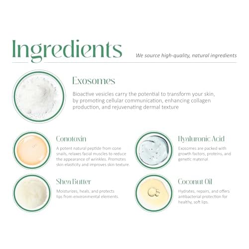 Exosome Lip Serum | Hydrating & Anti-Aging Lip Formula, Reduces Fine Lines & Wrinkles, Microbead Exfoliation, Plumps & Nourishes