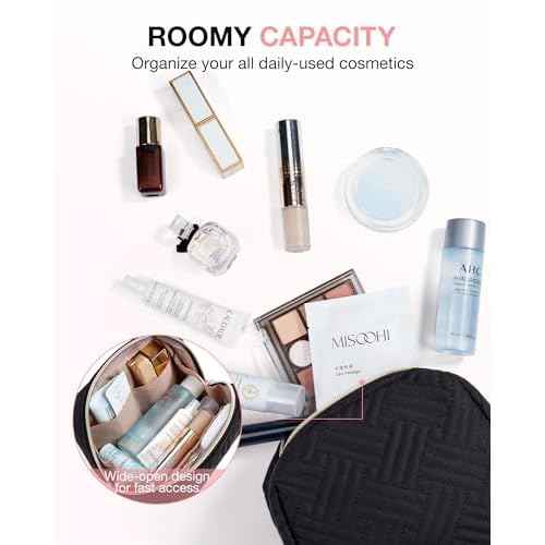 BAGSMART Small Makeup Bag, Travel Cosmetic Bag Make Up Pouch Small Travel Zipper Pouch,Water-resistant Toiletry Bag,Makeup Organizer Bag for Women, Black