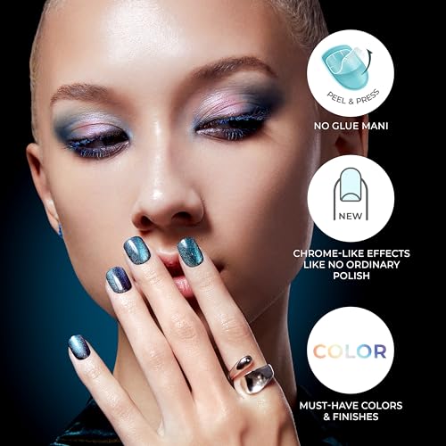 KISS imPRESS No Glue Mani Press On Nails, Color FX, 'Better Things', Dark Green, Short Size, Squoval Shape, Includes 30 Nails, Prep Pad, Instructions Sheet, 1 Manicure Stick, 1 Mini File