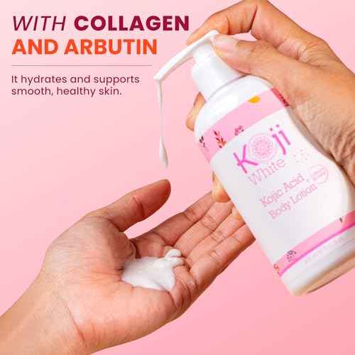 Koji White Kojic Acid & Collagen Body Lotion - Hydrated & Radiant Skin with Arbutin, Deep Moisturizing, Nourishing Care for Smooth & Healthy-Looking Skin ? Vegan, 8.45 Fl Oz (1 Bottles)