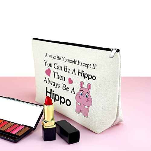 Mxrymvu Hippopotamus Gift Makeup Bag Hippopotamus Gift Hippo Lover Gift Cosmetic Bag Hippo Theme Inspirational Gift Funny Hippos Gifts Animal Lover Gift Birthday Christmas Gift Travel Makeup Pouch