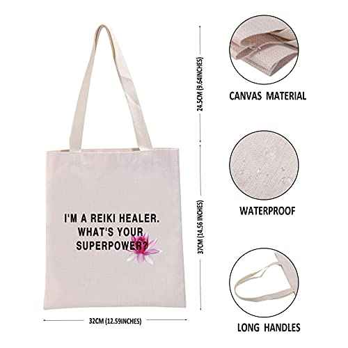G2TUP Reiki Healer Thank You Gift I¡¯M A Reiki Healer What¡¯s Your Superpower Canvas Reusable Tote Bag (Reiki Healer Handbag)