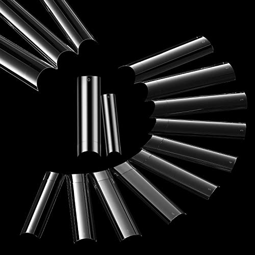 500 Pcs No C Curve Nail Tips XL Long Clear Nail Tips for Acrylic Nails Professional Set,10 Sizes Square Straight Tapered Half Cover Fake Nails Tips Ballerina Coffin French Nail for Salon DIY Nail Art