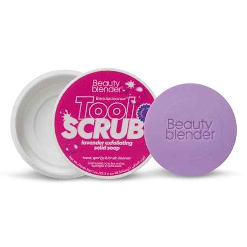 Beautyblender Blendercleanser Tool Scrub Solid Cleanser ? Lavender Scented Makeup Sponge & Brush Cleansing Bar ? Hand, Sponge, and Brush Cleanser, Removes Makeup & Buildup, Travel-Friendly, 1 oz