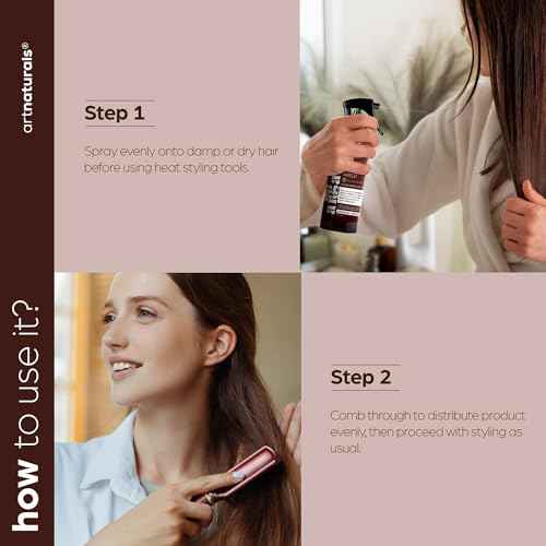 Artnaturals Thermal Hair Protector Spray - (8 Fl Oz / 236ml) - Heat Protectant Spray against Flat Iron Heat - Argan Oil Preventing Damage, Breakage and Split Ends - Sulfate Free (ANHA-0801)