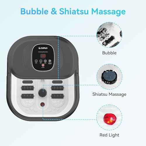 Foot Spa Bath Massager with Heat, Collapsible Foot Massager Spa Soaking Tub with Bubbles, Red Light, Pumice Stone, and Shiatsu Massage Rollers, Pedicure Foot Spa for Relaxation, Gifts