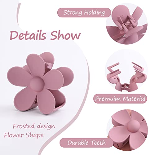 Non-Slip Large Claw Clips for Women - 3.15 Inch Matte Daisy Hair Accessories, Strong Hold for Thick and Thin Hair, 6 Pack