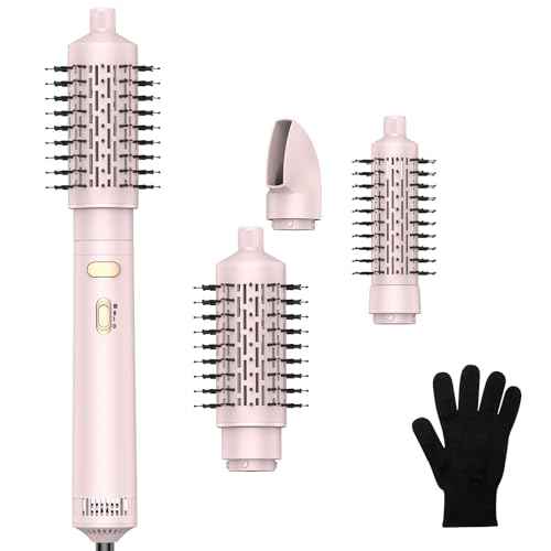 3 in 1 Rotating Hair Dryer Brush Spinning with Detachable Brush(2" & 1.5"),Negative Ionic Brush Blow Dryer 100-120V,3 Heats and 2 Speeds Rotating Hot Air Brush for Curling,Straight,Drying