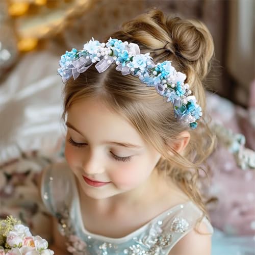 Campsis Blue Flower Headband, Floral Headpiece for Girls