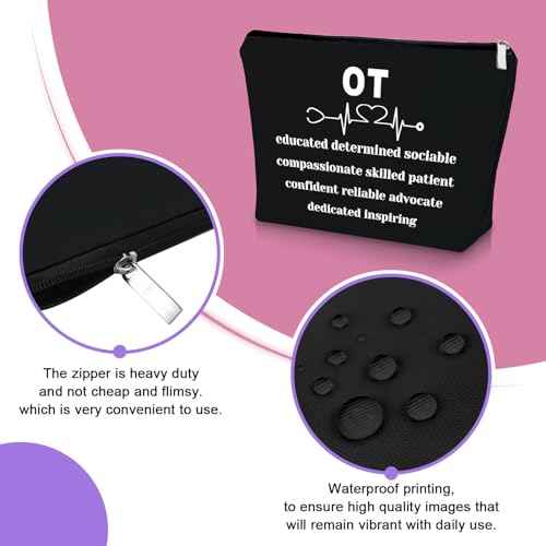 2PCS Occupational Therapist Gifts Makeup Bag OT Teacher Appreciation Gifts Certified Occupational Therapy Assistant Gifts Cosmetic Bag Thank You Gifts for Coworkers Retirement Gift Travel Pouch