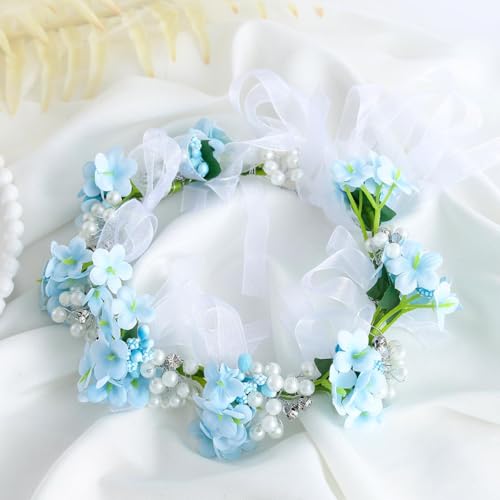Campsis Blue Flower Headband, Floral Headpiece for Girls