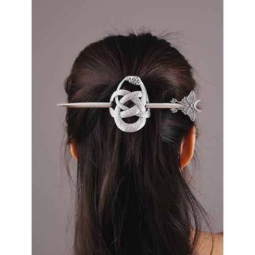 HAQUIL Viking Snake Moth Hairpin, Viking Celtic Knot Retro Hairpin, Minimalist Hair Accessories for Women