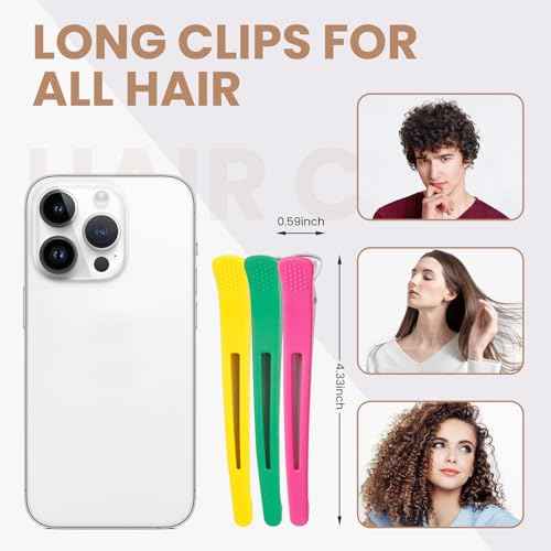 12PCS Hair Clips for Styling - No Crease Hair Clips for Women - Non Slip Duck Billed Hair Roller Clips with Silicone Band - Salon Hair Sectioning Clips