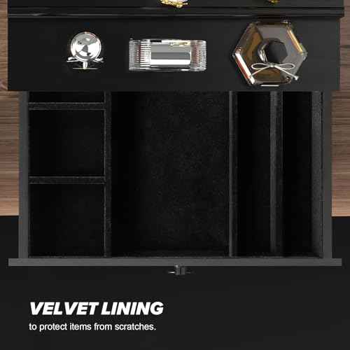 Cologne Organizer for Men, 4 Tier Black Wood Perfume Organizer with Felt Lining Drawer and Hidden Compartment, Perfume Display Holder, A Gift for Men